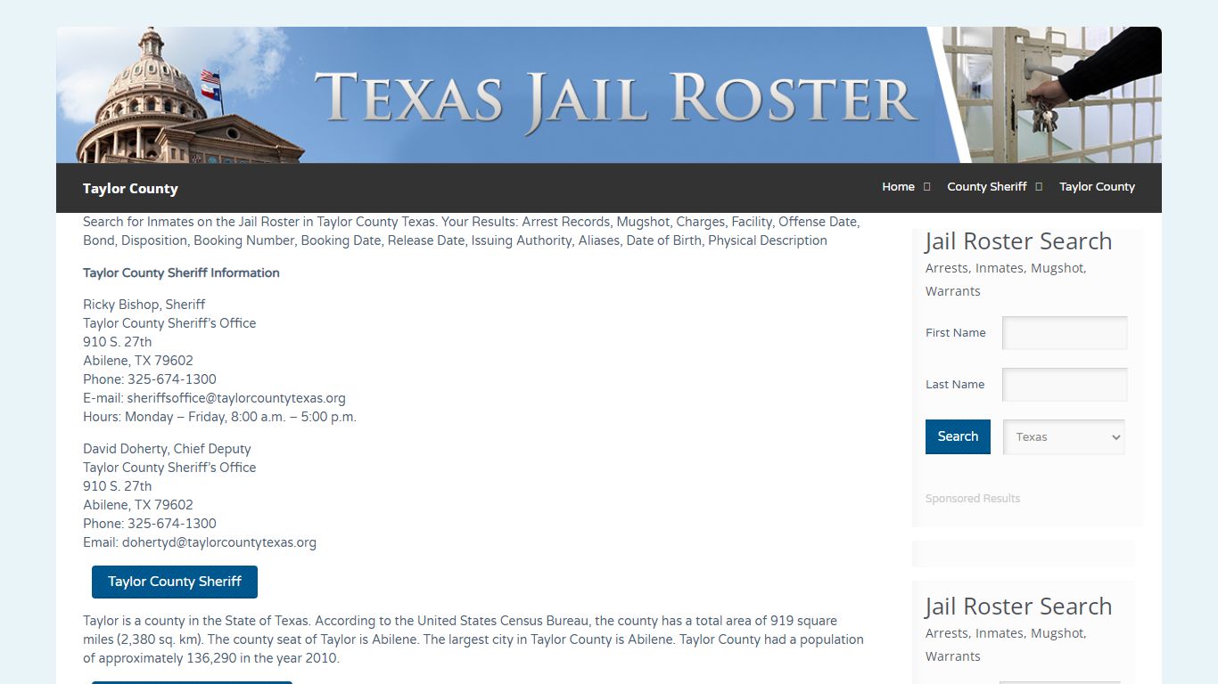 Taylor County | Jail Roster Search