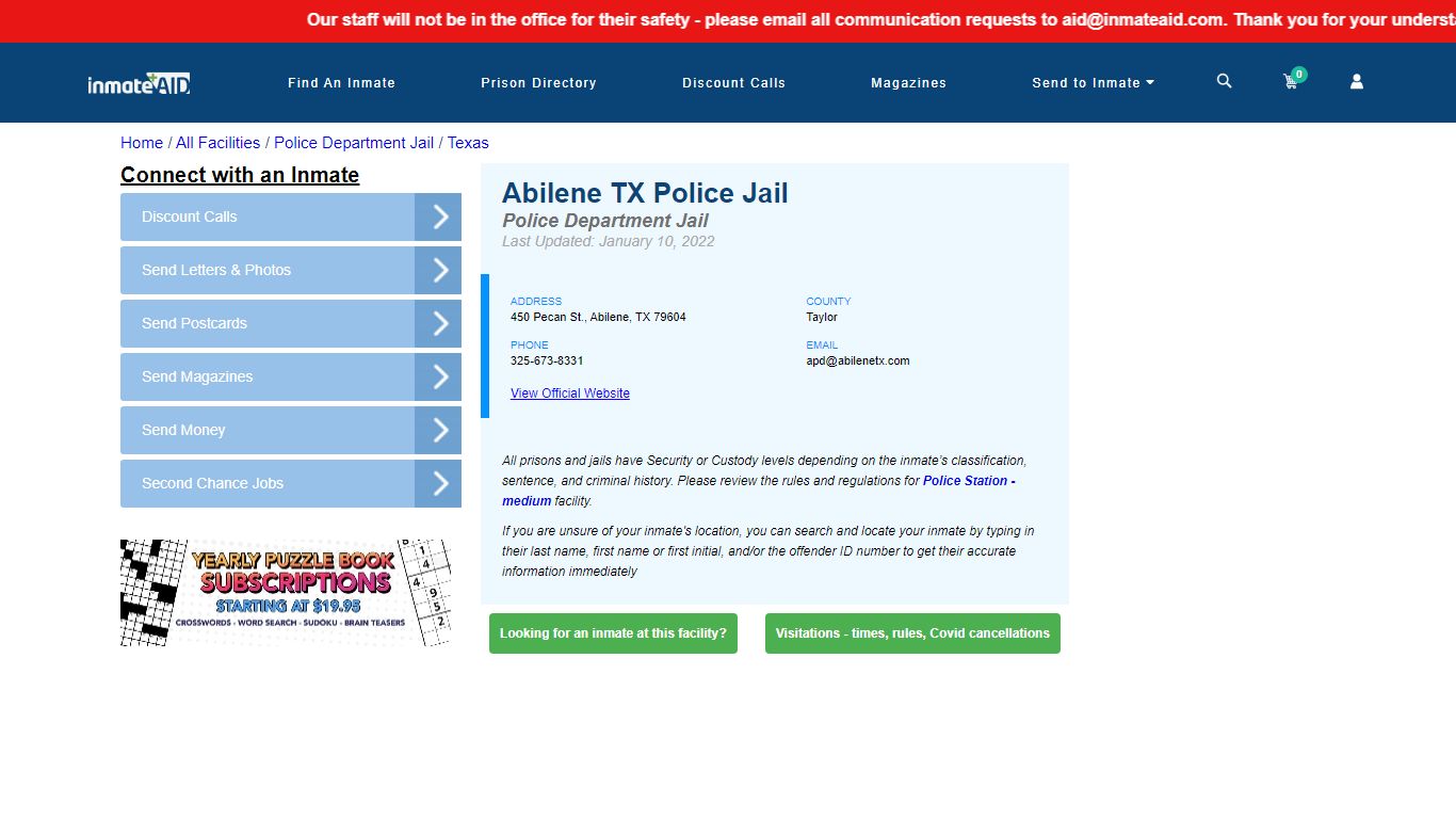 Abilene TX Police Jail & Inmate Search - Abilene, TX